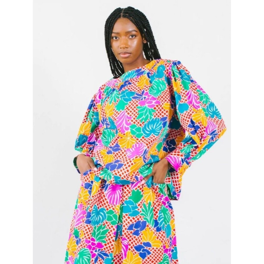 Saint Laurent Vintage 1980s Rive Gauche Matisse Print Blouse Top Size EU 40